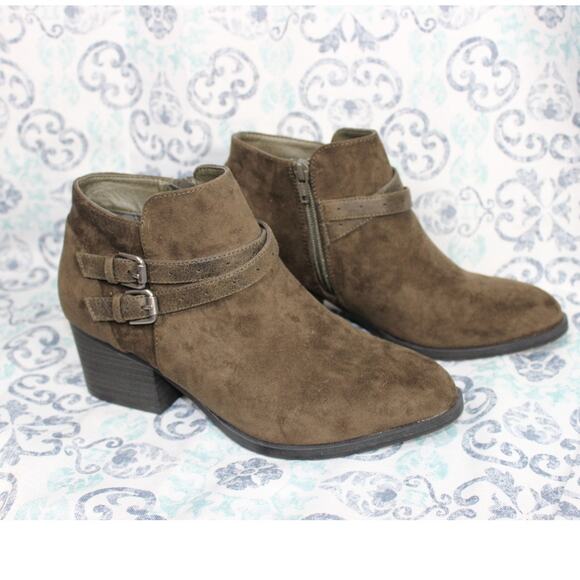 Sonoma Ankle Boot Womens Esme Olive 8.5M Suede Casual Block Heel Ortholite - Picture 4 of 10